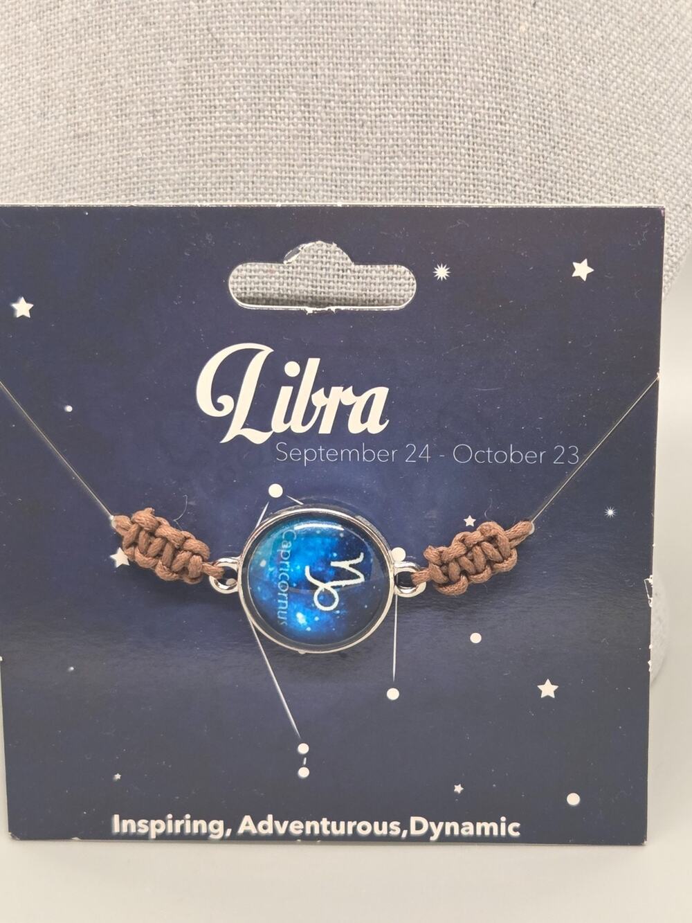 LIBRA - Astrological Sign- Round -Slide Knot Bracelet Blue
